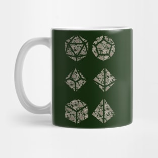 Sage Green and Red Gradient Rose Vintage Pattern Silhouette Polyhedral Dice - Dungeons and Dragons Design Mug